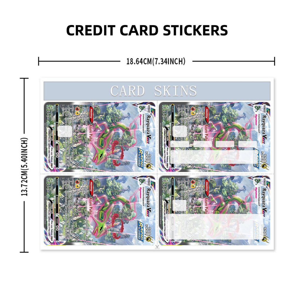 Rayquaza VMAX Pokemon Card Credit Card Skin Sticker - Legendary and Durable Card Cover for Pokemon Fans