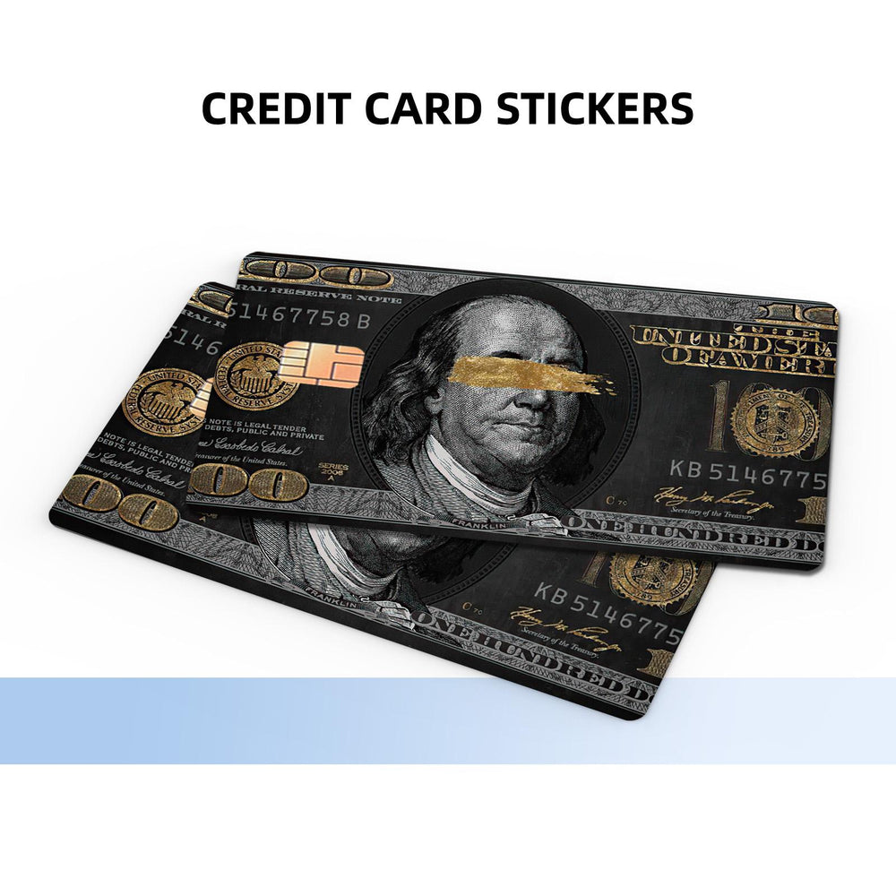 Black and Gold Benjamin Franklin Design Credit Card Skin Sticker - Elegant and Durable Card Cover for Luxurious Personalization