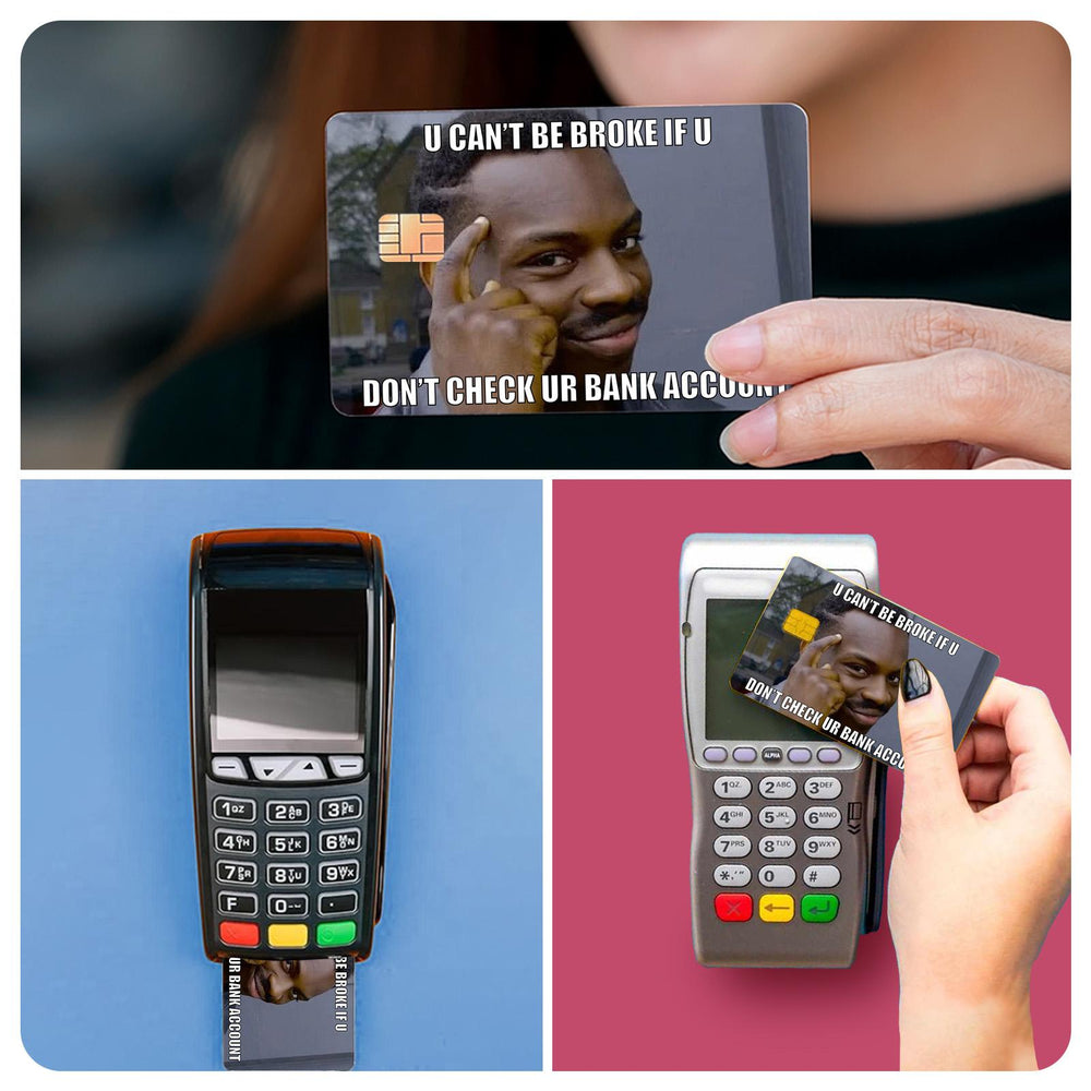 Funny Meme Design Credit Card Skin Sticker - Humorous and Durable Card Cover for Personalized Style