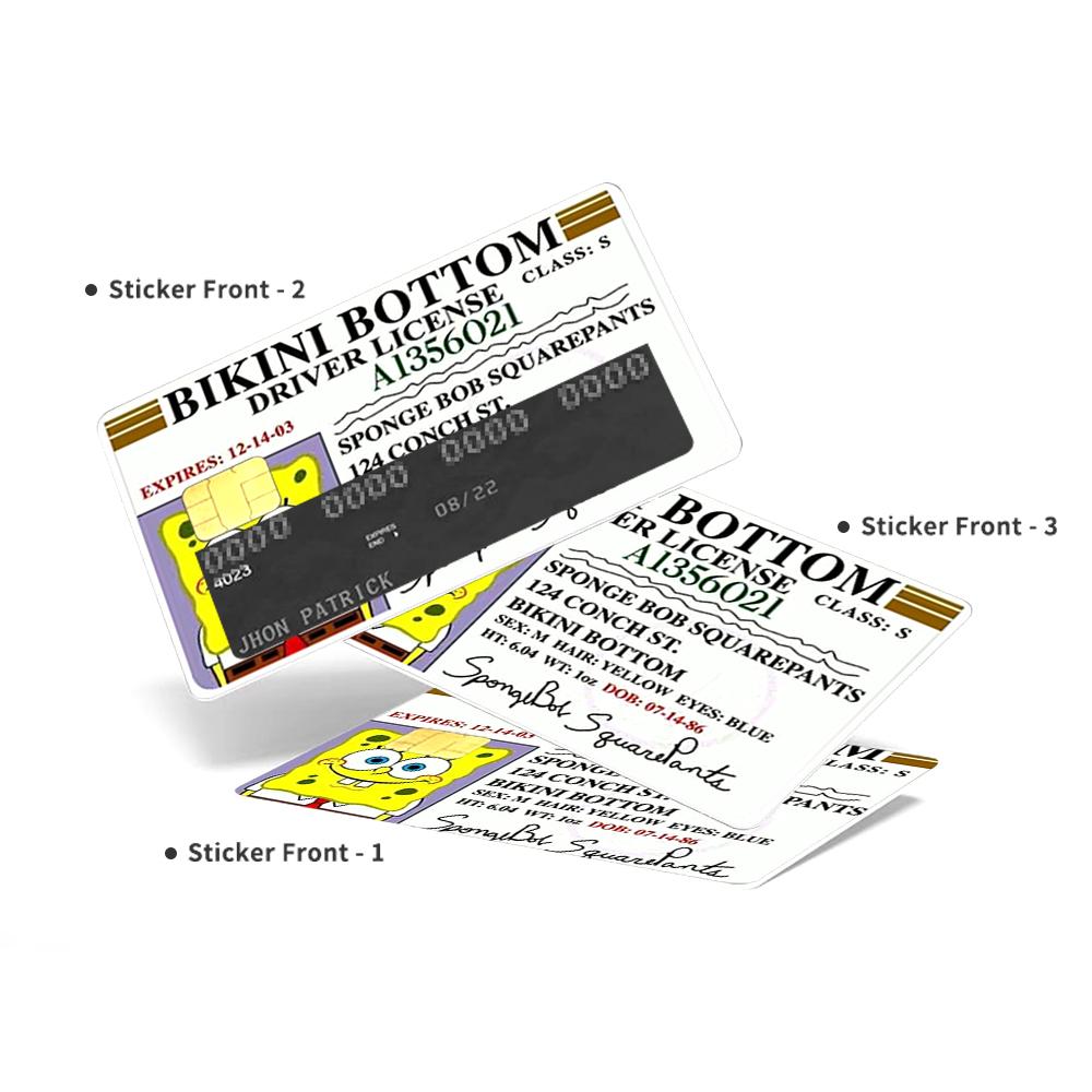 SpongeBob Driver License Credit Card Decal,Durable Credit Card Skin