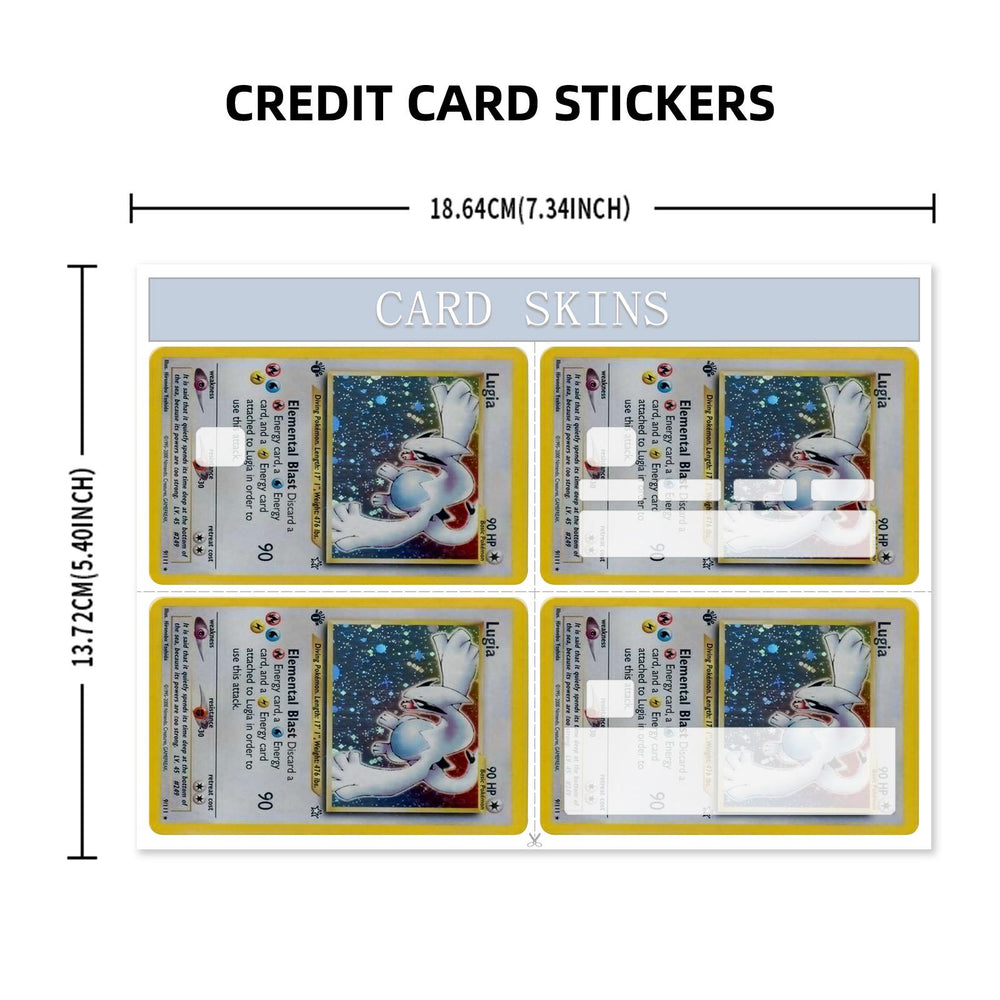 Lugia Pokemon Card Credit Card Skin Sticker - Iconic and Durable Card Cover for Pokemon Enthusiasts