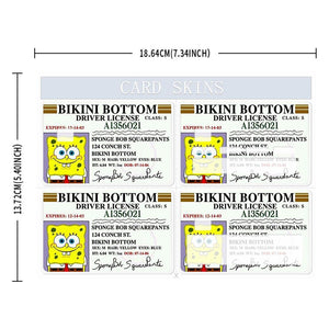 SpongeBob Driver License Credit Card Decal,Durable Credit Card Skin