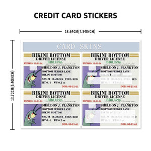 Sheldon J. Plankton Bikini Bottom Driver License Design Credit Card Skin Sticker