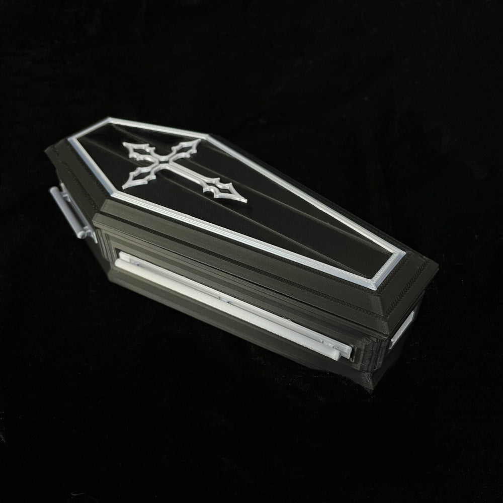 Decorative Coffin Storage Stash Box-Gothic Style 3D Printed Storage with Elegant Cross Design