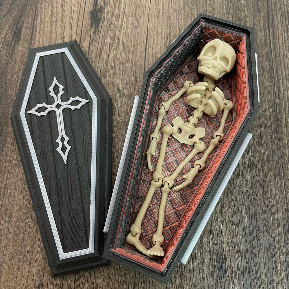 Decorative Coffin Storage Stash Box-Gothic Style 3D Printed Storage with Elegant Cross Design
