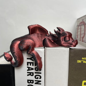 Sleeping Bookshelf Dragon - 3D Printed Adorable Shelf Decoration - Design for Books and More animal figurine Lightweight - gift