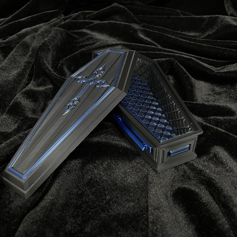 Decorative Coffin Storage Stash Box-Gothic Style 3D Printed Storage with Elegant Cross Design