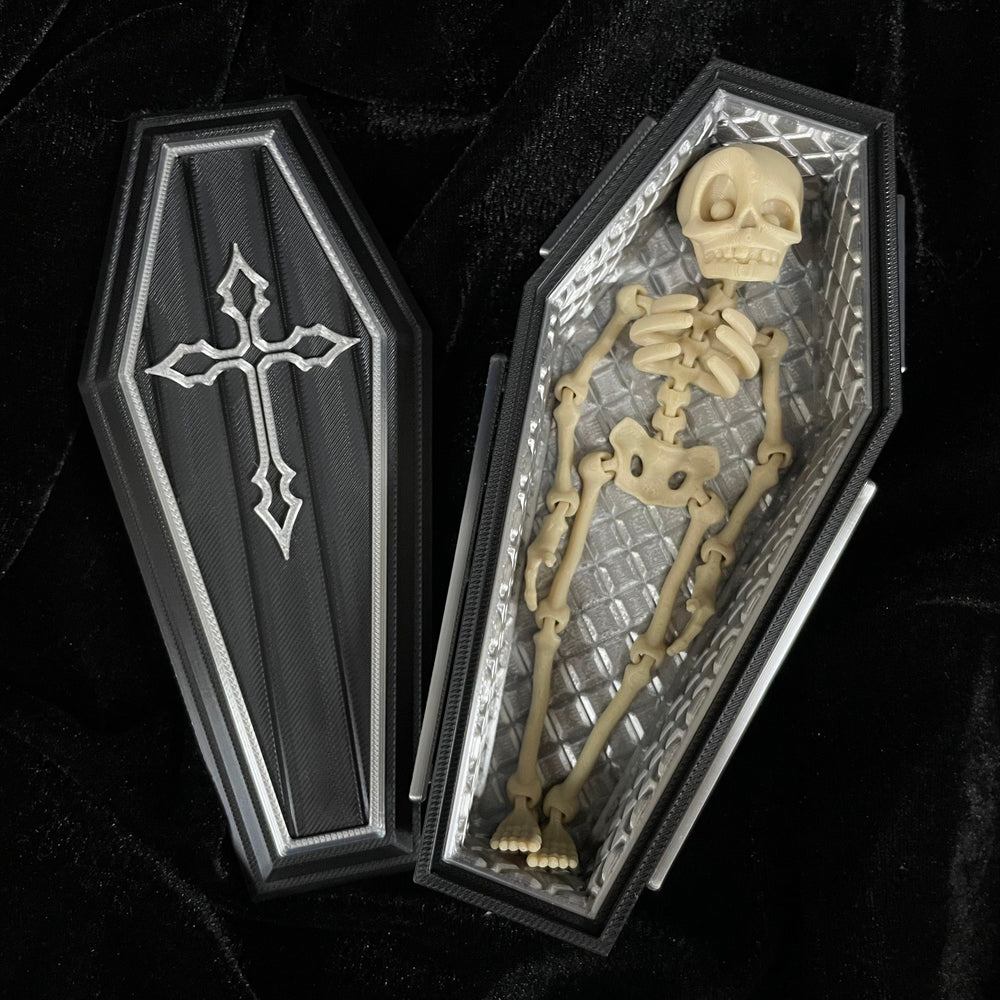 Decorative Coffin Storage Stash Box-Gothic Style 3D Printed Storage with Elegant Cross Design