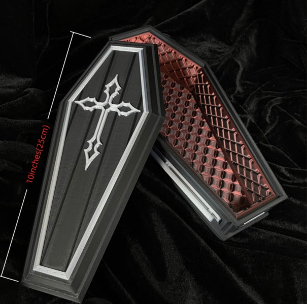 Decorative Coffin Storage Stash Box-Gothic Style 3D Printed Storage with Elegant Cross Design