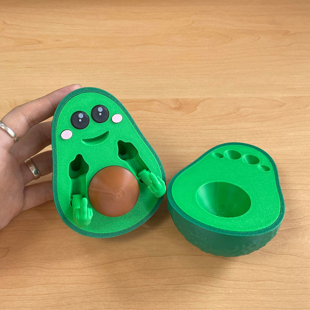 Bad Avocado-3D Printed with Cute Face and Removable Pit, Great for Desk Decor, Stress Relief, and as a Gift.