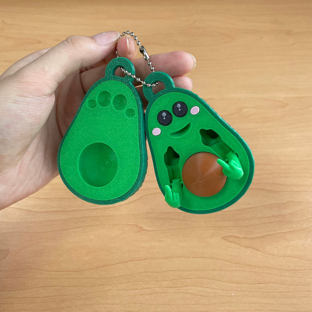 Bad Avocado-3D Printed with Cute Face and Removable Pit, Great for Desk Decor, Stress Relief, and as a Gift.