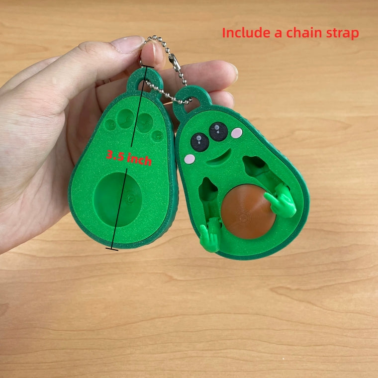 Bad Avocado-3D Printed with Cute Face and Removable Pit, Great for Desk Decor, Stress Relief, and as a Gift.