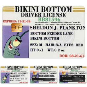 Sheldon J. Plankton Bikini Bottom Driver License Design Credit Card Skin Sticker