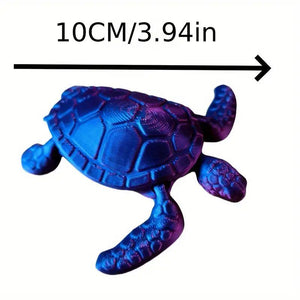 Artisanal 3D Printed Turtle Figurine With Movable Joints - Plastic Sea Turtle Model For Collectors And Home Decor