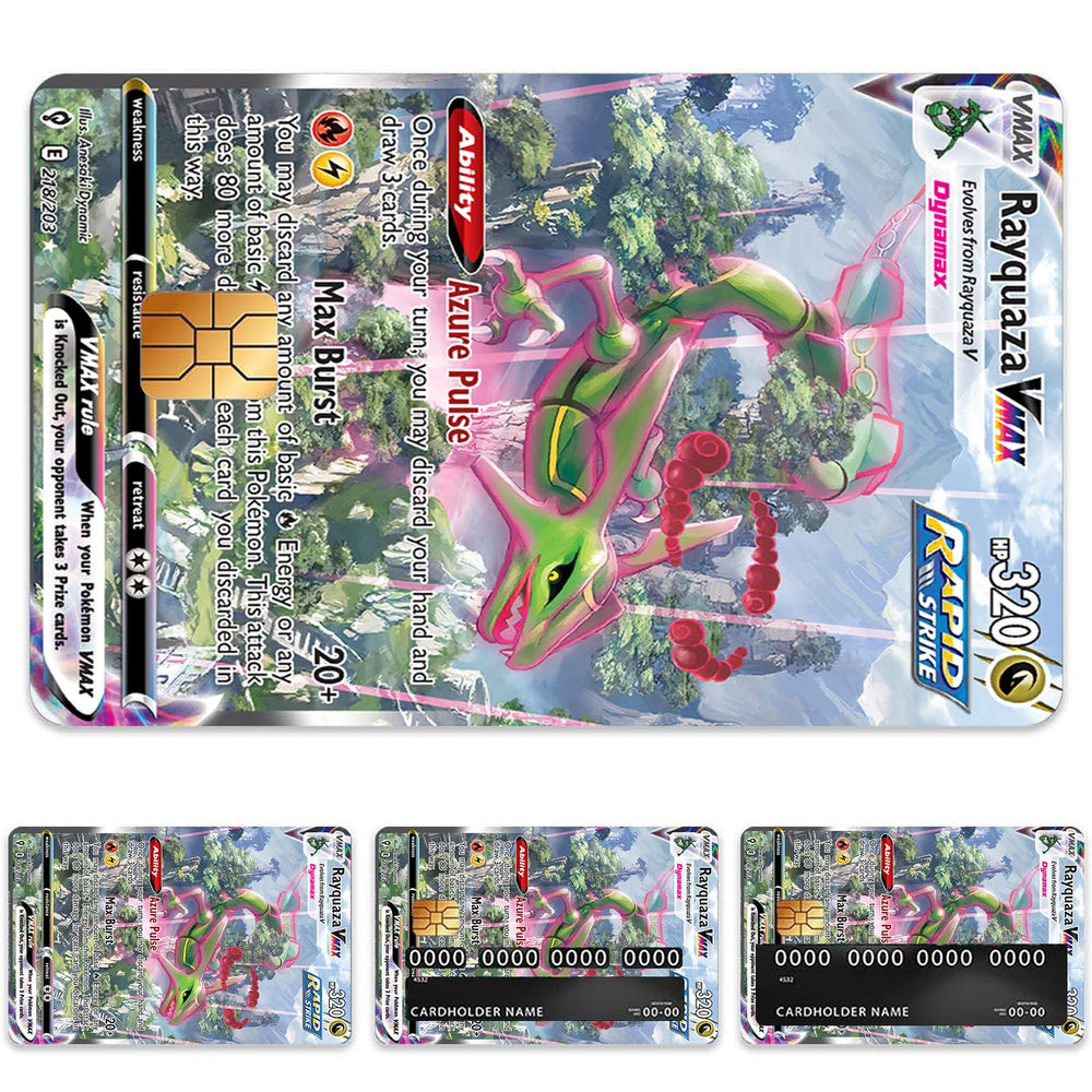 Rayquaza VMAX Pokemon Card Credit Card Skin Sticker - Legendary and Durable Card Cover for Pokemon Fans