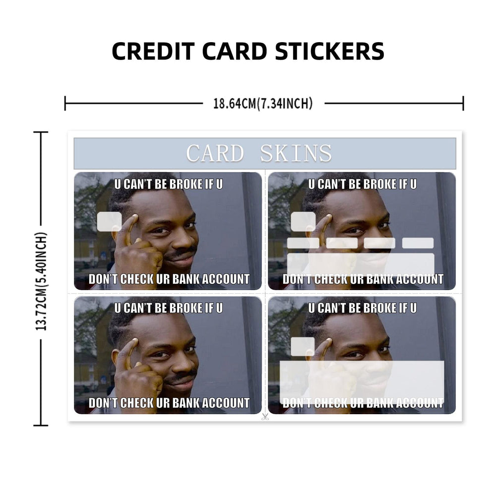 Funny Meme Design Credit Card Skin Sticker - Humorous and Durable Card Cover for Personalized Style