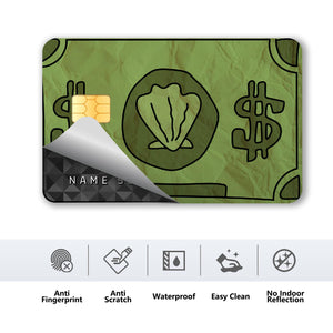 Green Dollar Sign Credit Card Skin Sticker - Premium Protective and Customizable Card Cover