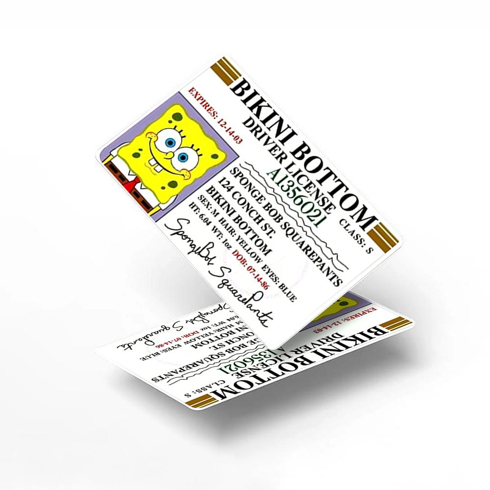 SpongeBob Driver License Credit Card Decal,Durable Credit Card Skin