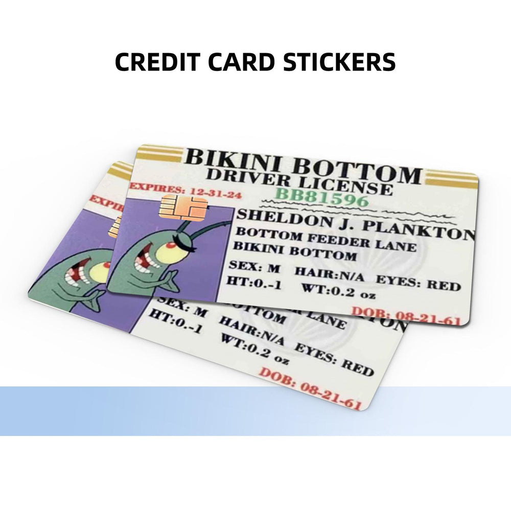 Sheldon J. Plankton Bikini Bottom Driver License Design Credit Card Skin Sticker