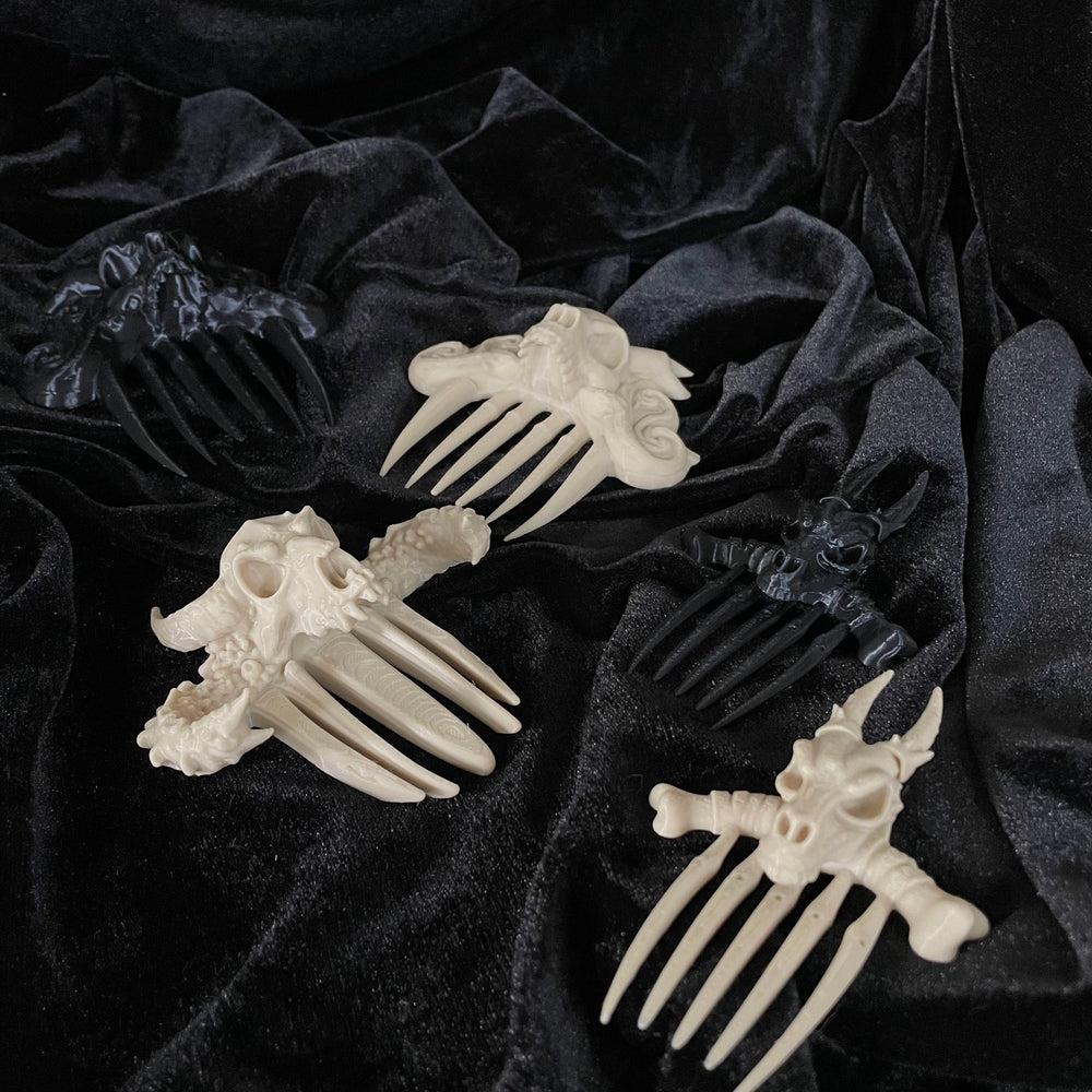Dragon Skull Hair Comb Decorations ¨C Gothic Horned Dragon Bone Claw Hair Accessory for Cosplay, Halloween, Alt Fashion, and Dark Aesthetic Lovers