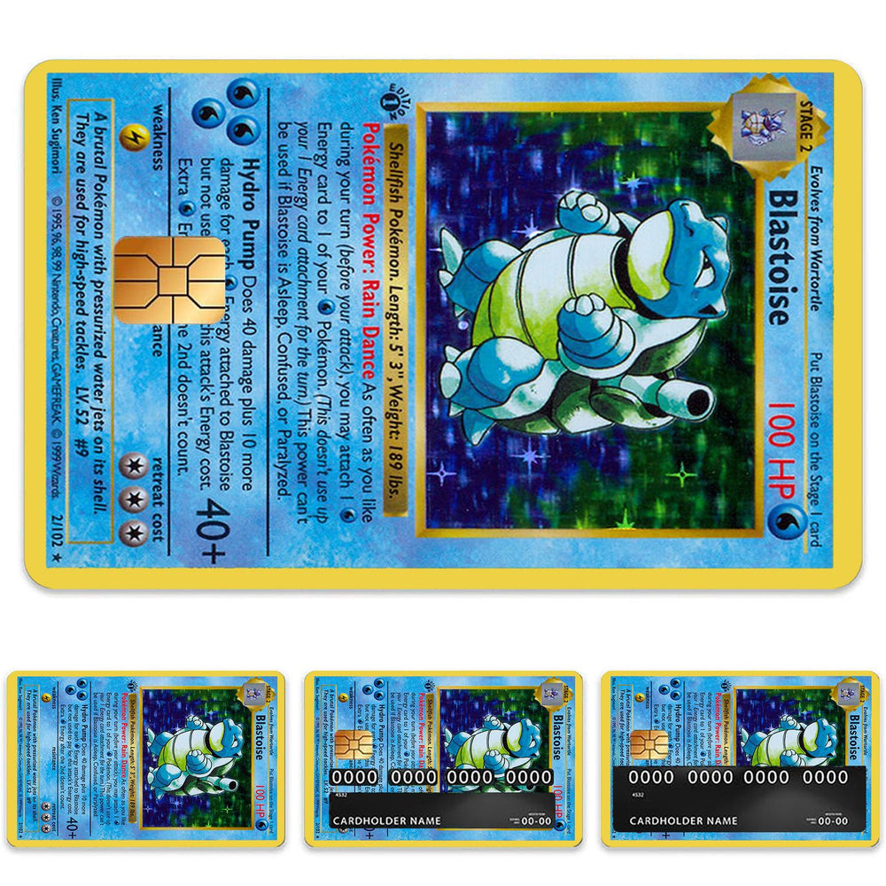 Blastoise Pokemon Card Credit Card Skin Sticker - Legendary and Durable Card Cover for Pokemon Collectors