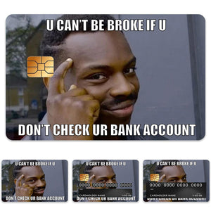 Funny Meme Design Credit Card Skin Sticker - Humorous and Durable Card Cover for Personalized Style