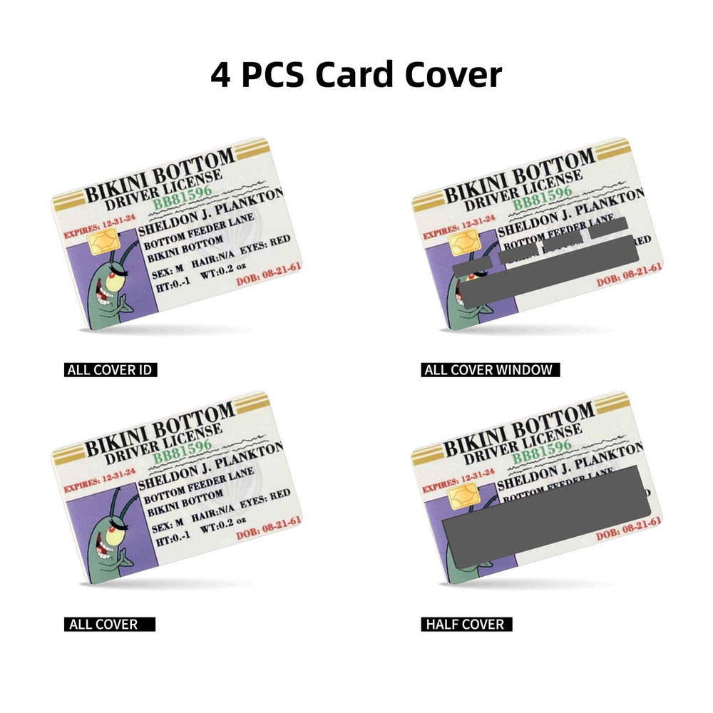 Sheldon J. Plankton Bikini Bottom Driver License Design Credit Card Skin Sticker