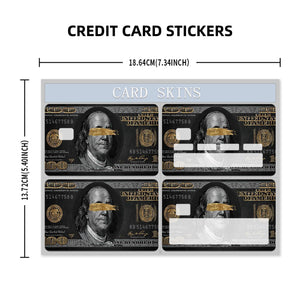 Black and Gold Benjamin Franklin Design Credit Card Skin Sticker - Elegant and Durable Card Cover for Luxurious Personalization