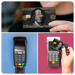 Black and Gold Benjamin Franklin Design Credit Card Skin Sticker - Elegant and Durable Card Cover for Luxurious Personalization