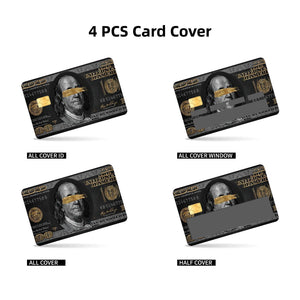 Black and Gold Benjamin Franklin Design Credit Card Skin Sticker - Elegant and Durable Card Cover for Luxurious Personalization