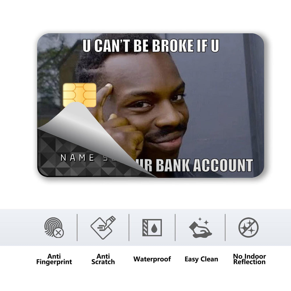 Funny Meme Design Credit Card Skin Sticker - Humorous and Durable Card Cover for Personalized Style