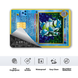 Blastoise Pokemon Card Credit Card Skin Sticker - Legendary and Durable Card Cover for Pokemon Collectors