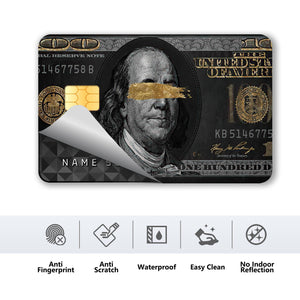 Black and Gold Benjamin Franklin Design Credit Card Skin Sticker - Elegant and Durable Card Cover for Luxurious Personalization