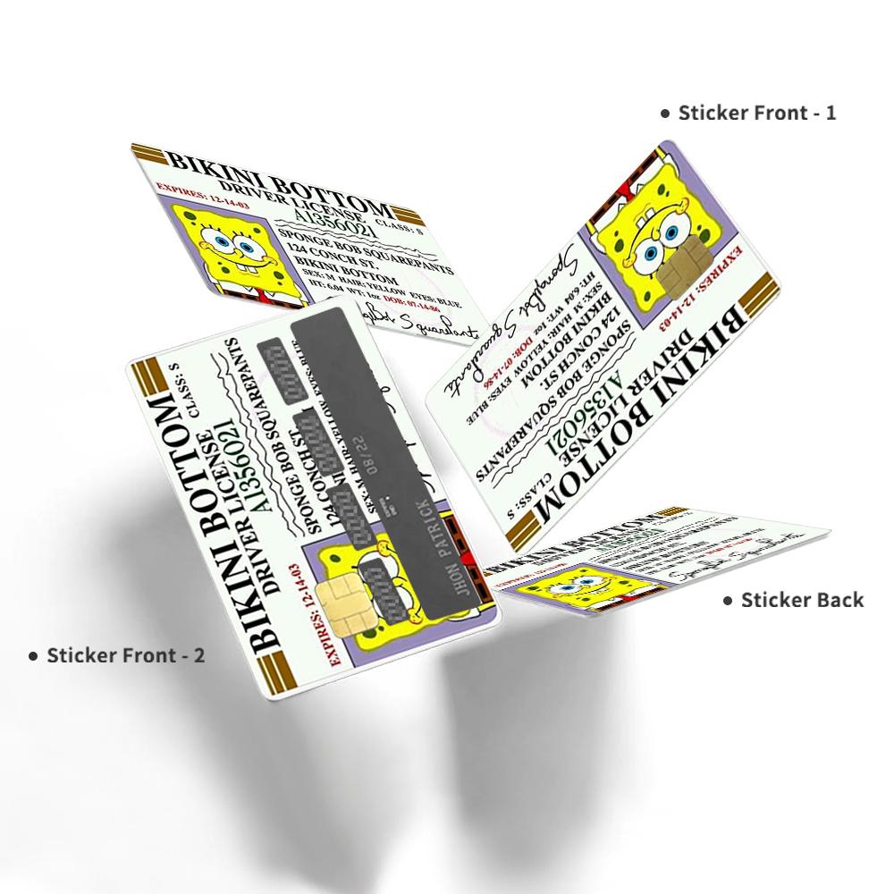 SpongeBob Driver License Credit Card Decal,Durable Credit Card Skin