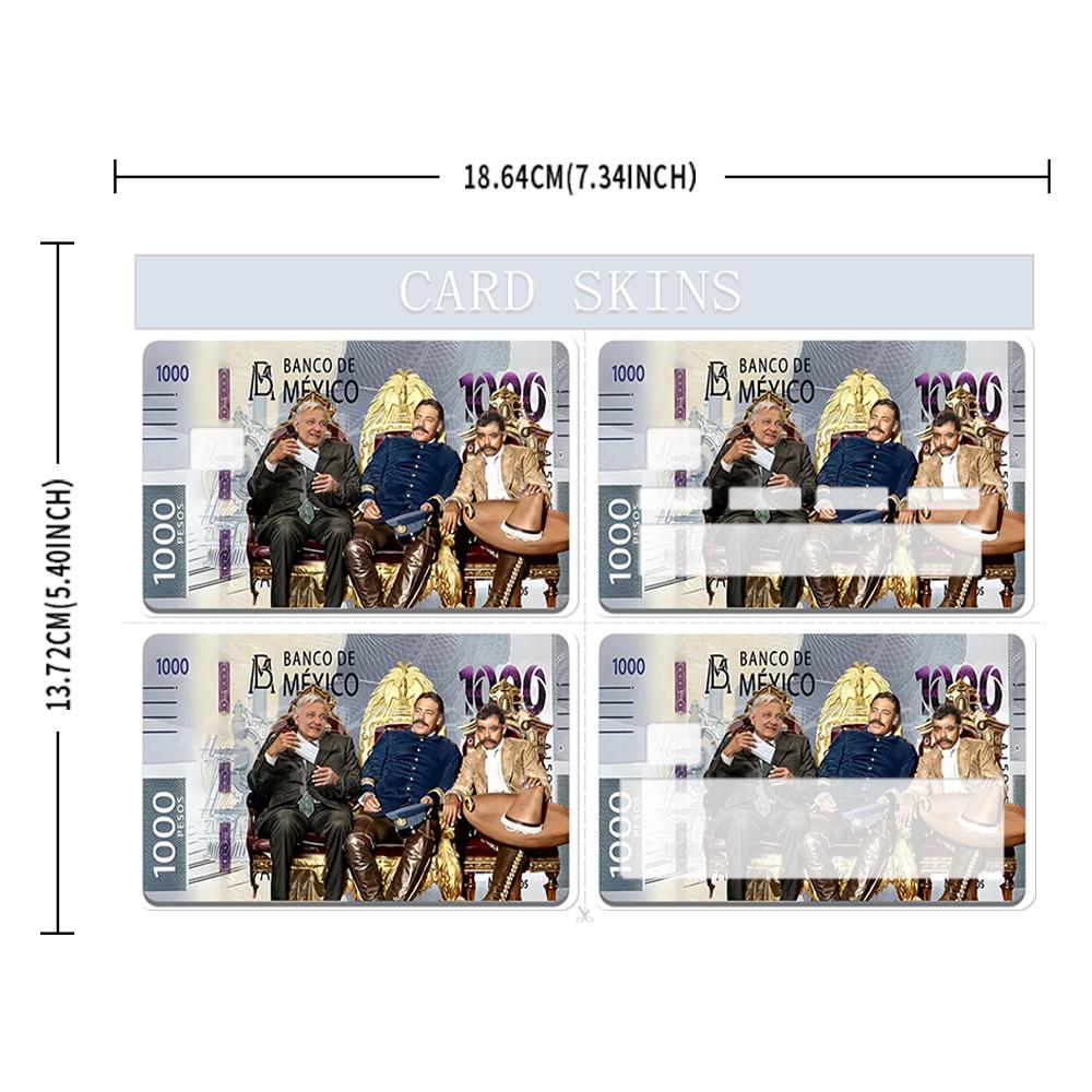 1000 Pesos of AMLO, Zapata, and Pancho Villa Debit Card Sticker